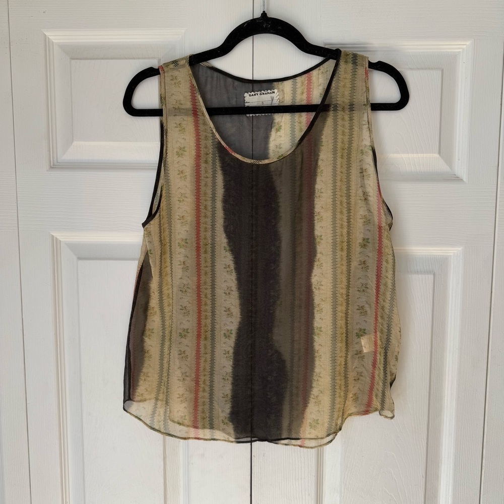 Gary Graham 100% Silk Sleeveless Tank Top Bohemian Floral 6